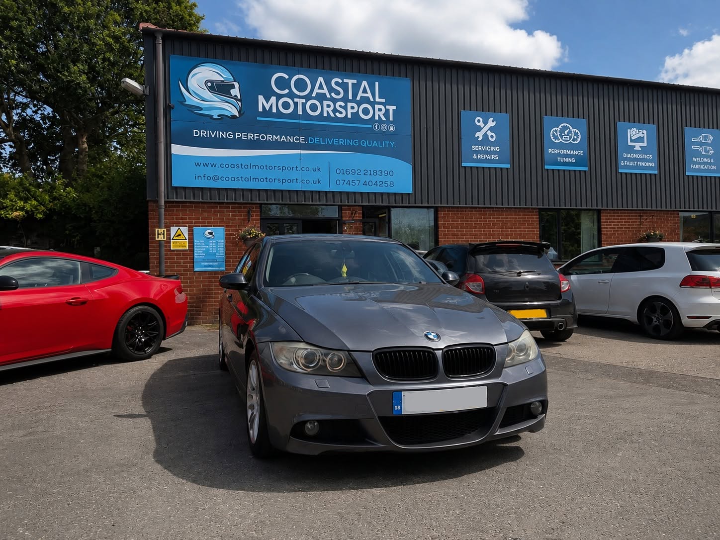 BMW outside Coastal Motorsport workshop